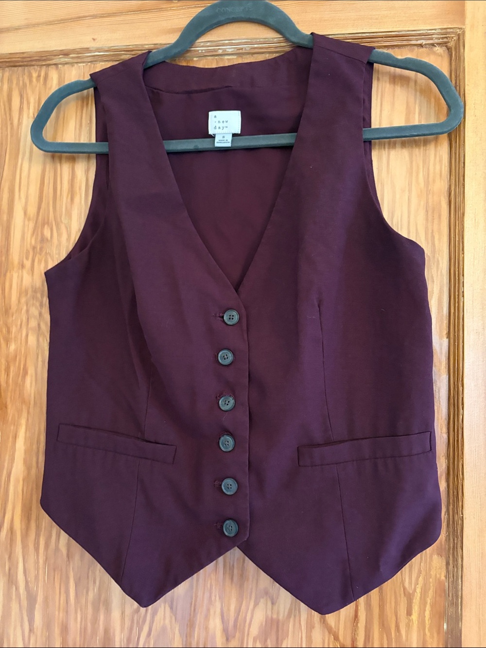 a new day Burgundy Button-Front Women's Vest